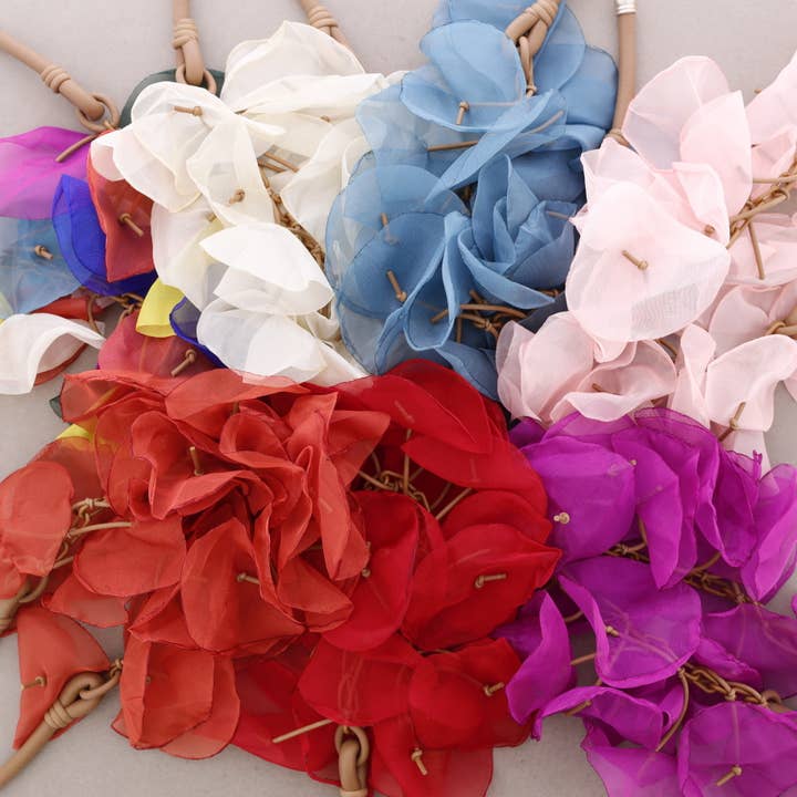 Sonata - Wholesale Snap Jewelry - Choker Rubber Fabric Flowers