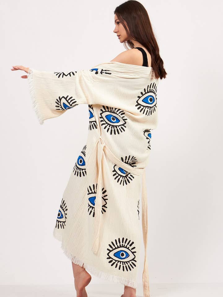 Umays Boho - Wholesale Kimono - Women's - Evil Eye Robe, Cotton Kimono, Handmade Kimono for Women4