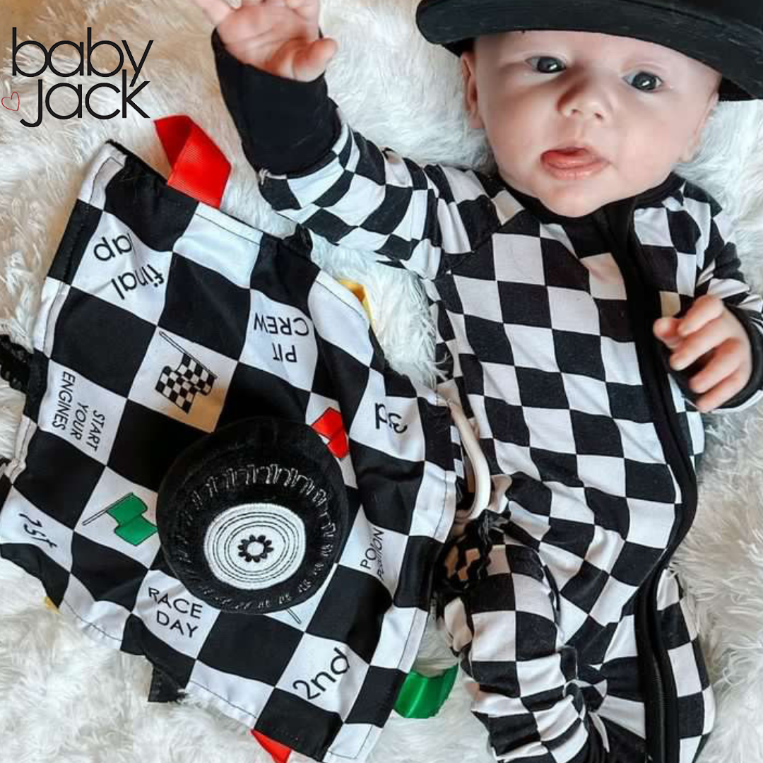 Baby Jack and Company - Wholesale Stuffed/Plush Toy - Kids & Baby - Racing Flag Baby NASCAR Tag Stroller Toy 10" x 10"8
