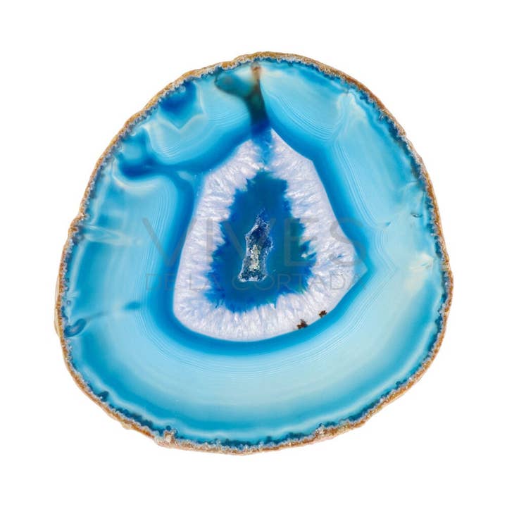 Medium plate in dyed blue agate for wholesale by Vives de la Cortada S.L