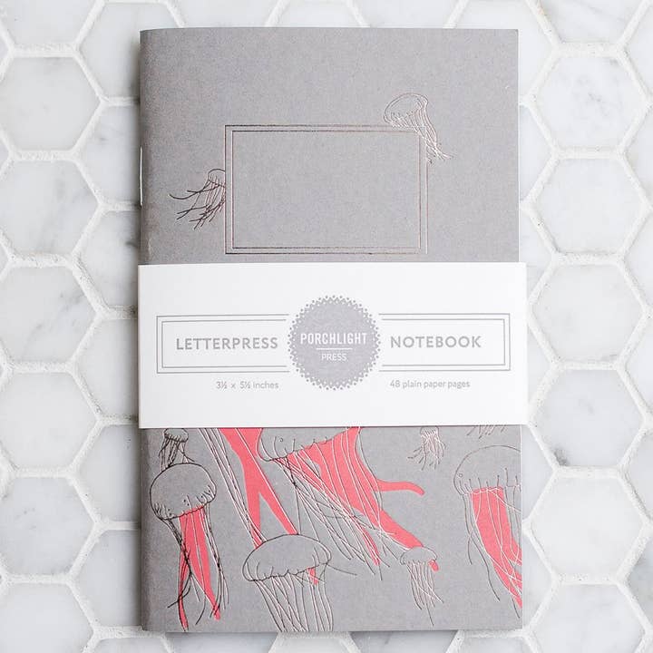 Jellyfish Pocket Letterpress Notebook for wholesale by Porchlight Press Letterpress