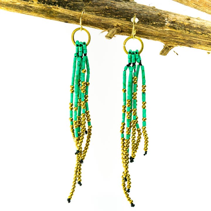 Fortune Jade Boho Tassel Earrings - Thailand for wholesale by Lumily