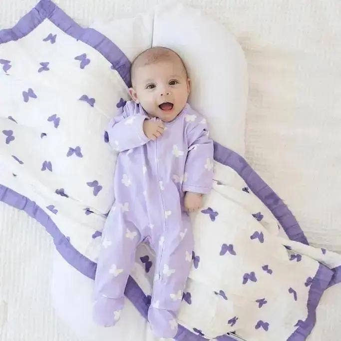 Snuggle Buds - Wholesale Clothing Set - Baby - Newborn Bundle: Lilac Flutter Blanket + Zipped Onesie (Newborn Set)0
