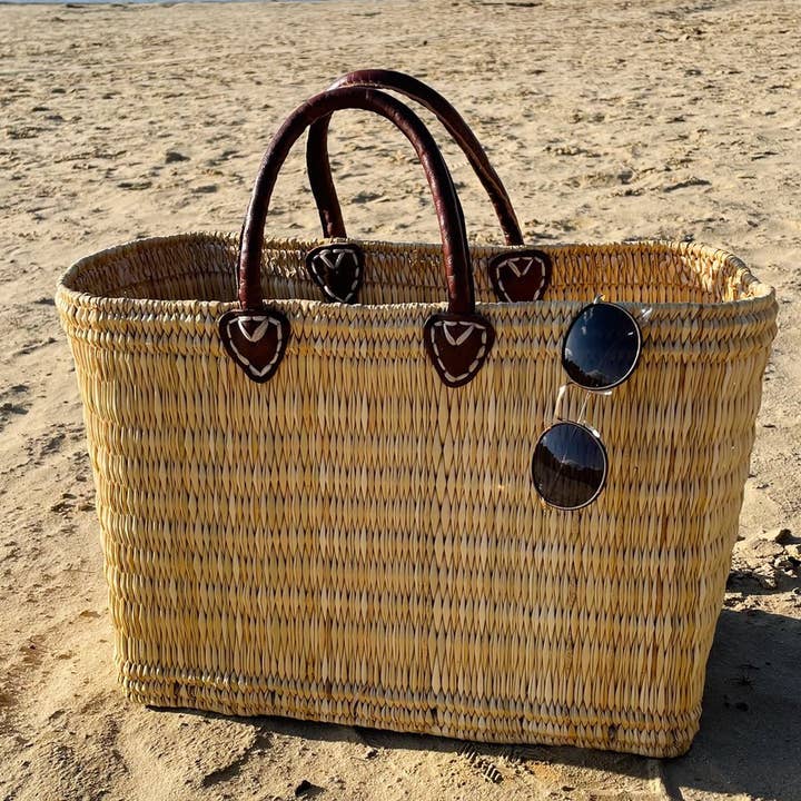 HandmadeBestSeller - Wholesale Beach Bag - Reed Storage baskets - leather handles Beach Basket3