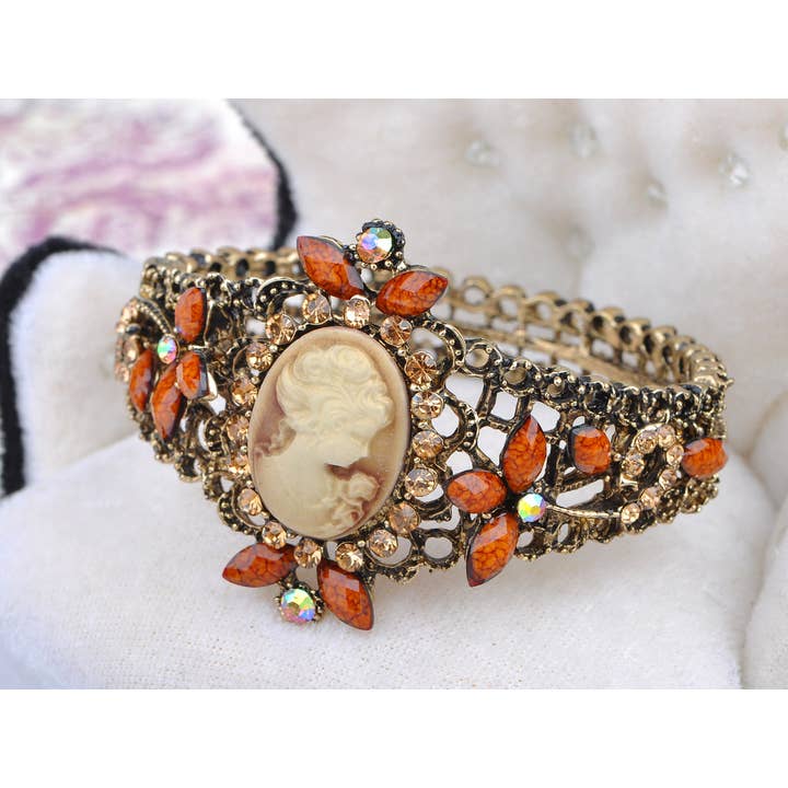 AK Brand - Wholesale Cuff Bracelet - Vintage Purple Victorian Cameo Lady Queen Princess Cuff6