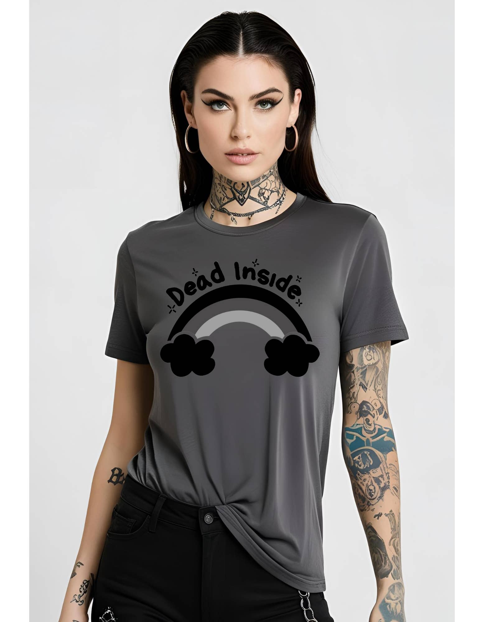 Brick Shirt House – T-shirt gráfica - Unissexo por atacado – Camiseta Gótica "Dead Inside" de Algodão