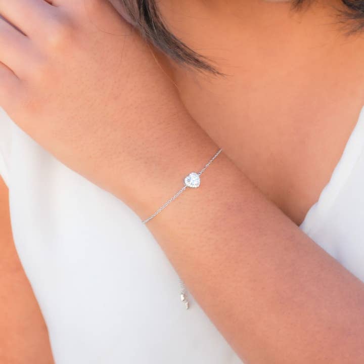 Senoval Jewelry Co. - Wholesale Charm/Dangle Bracelet - Moissanite Sterling Silver Heart Bracelet1