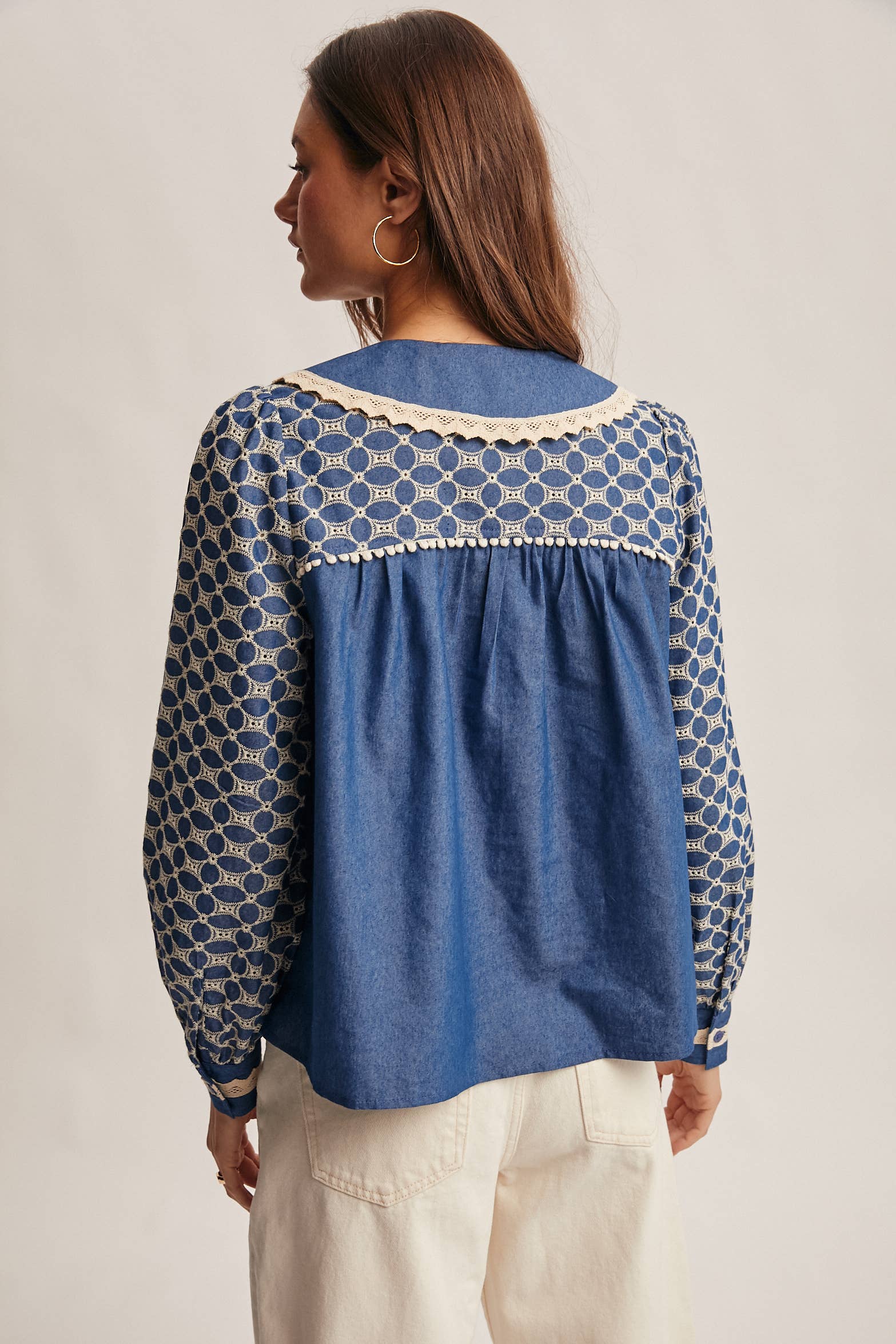 Embroidered Denim Blouse FT0020 for wholesale on Faire6