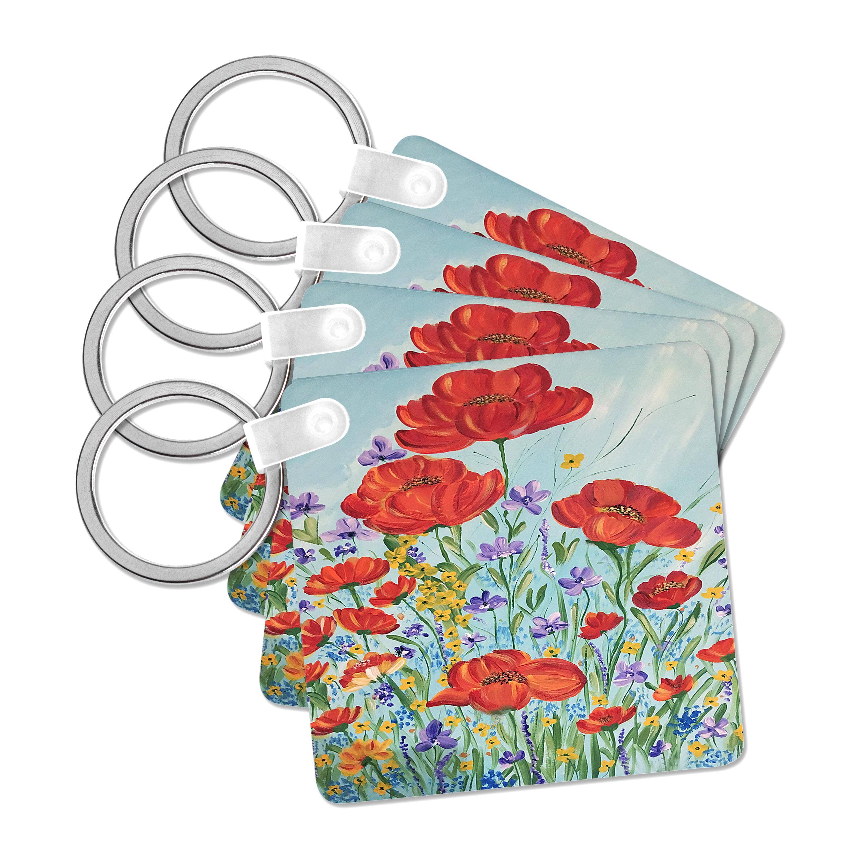 3dRose – Großhandel Schlüsselanhänger – Unisex – 3dRose, Bild von roten Mohnblumen, Schlüsselanhänger0