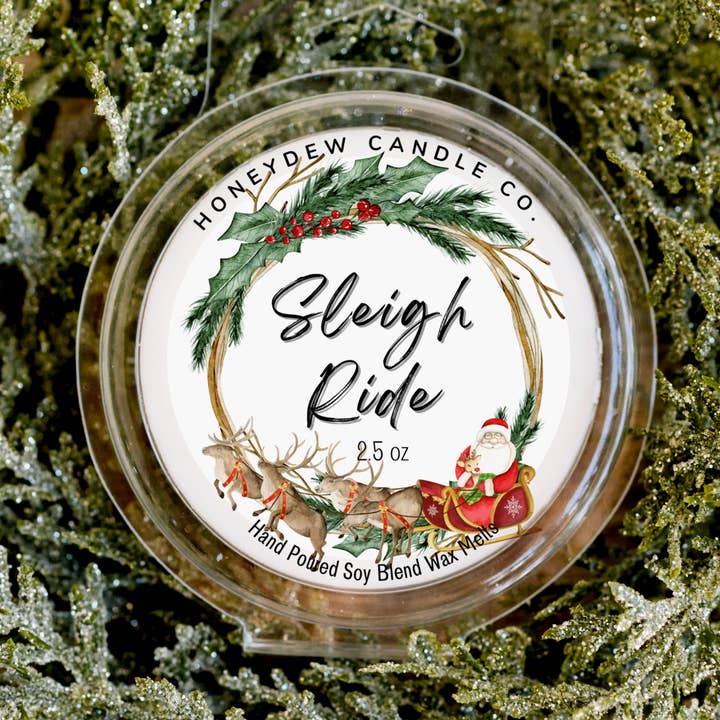 Sleigh Ride Wax Melts 2.5 oz for wholesale by Honeydew Candle Co.