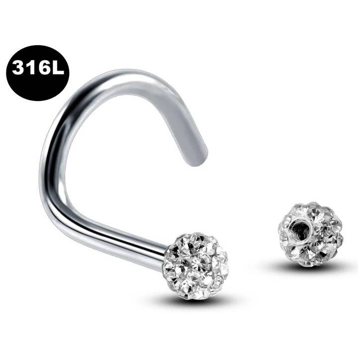 Bodytrend - Venta al por mayor Aretes para la nariz - Tornillos para la nariz, anillo para la nariz-anillo de tornillo para la fosa nasal y bola Ferido -316L