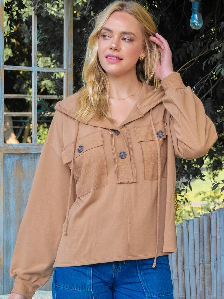 Hoodie à boutons en French Terry-LT11011 pour la vente par Nicabel