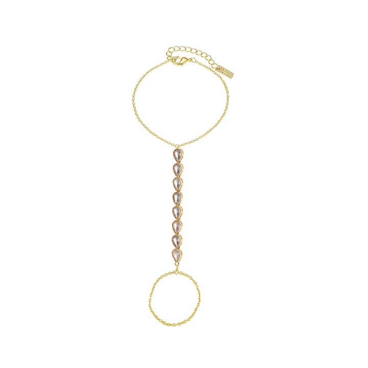 Crystal Rain Hand Bracelet - Gold for wholesale by Adriana Pappas Designs