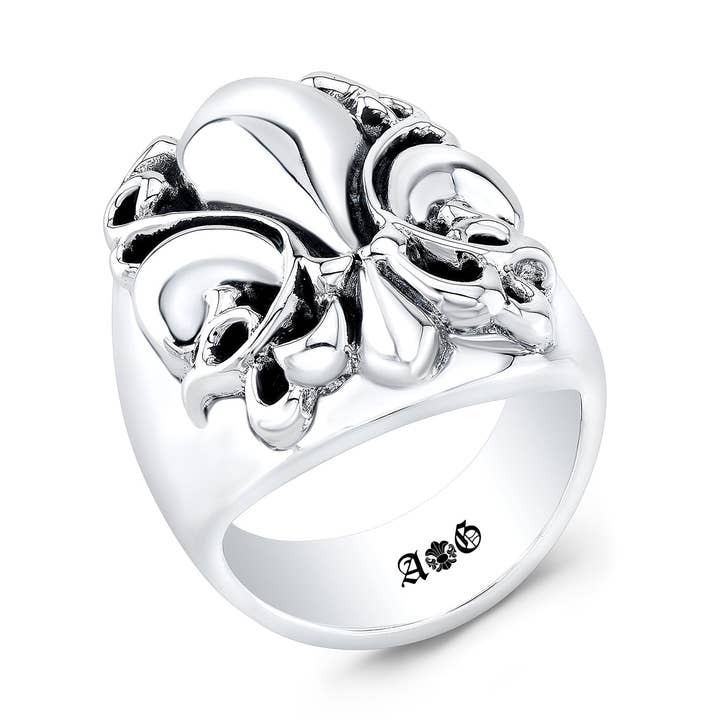 Bague en argent Sterling Fleur de Lis Battle pour la vente par agrock-usa.com