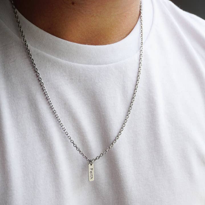 Faith Tag Stainless Steel Necklace for wholesale by Number ELVN