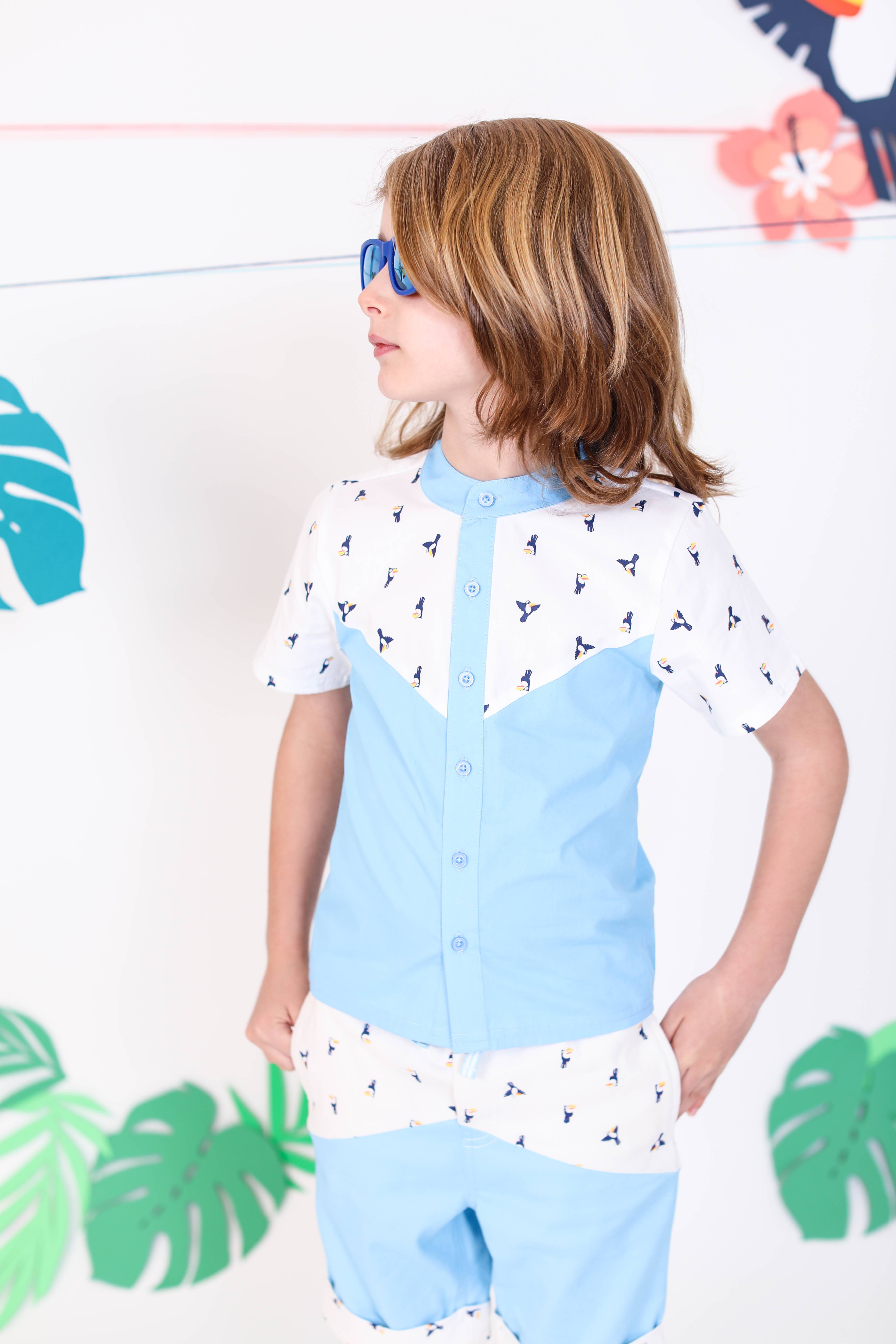 Kinderkind - Wholesale Button Down Shirt - Kids - Boys Toucan Button Up Short Sleeve Shirt2