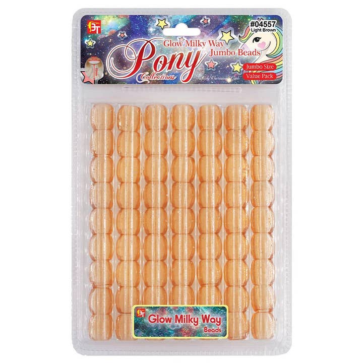 KT Supply - Wholesale Retailer Display - Jewelry - Jumbo Glow Milky Way Round Beads Value Pack Light Brown