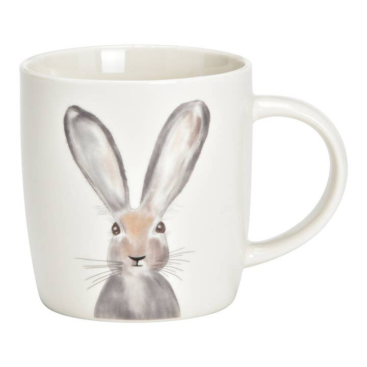 Wurm - Wholesale Decorative Figurine - Cup with rabbit design made of porcelain, white/gray (H/W/D) 12x9x9cm 350ml0