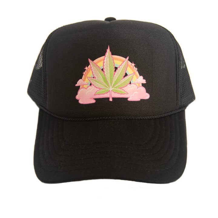"Rainbow Pot Leaf" Trucker Style Hat for wholesale by Lucky Mfg. Co.