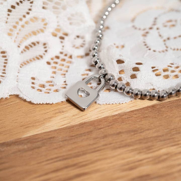 WJW - Wholesale Individual Charm/Pendant - 18K Gold PVD Stainless Steel Padlock with Heart Charm3