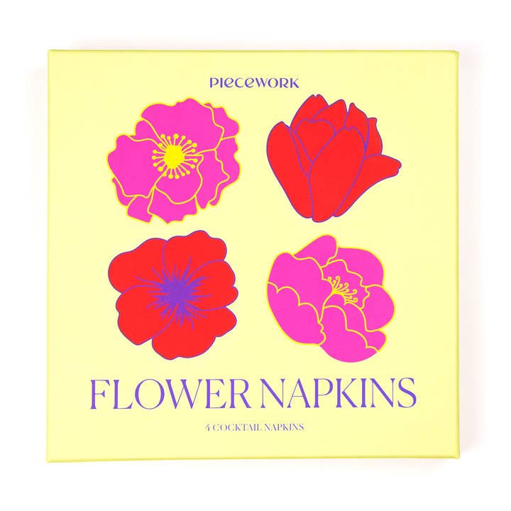 Piecework – Großhandel Papier- & Stoffserviette – Flower Cocktail-Servietten – Set mit 4 Stück