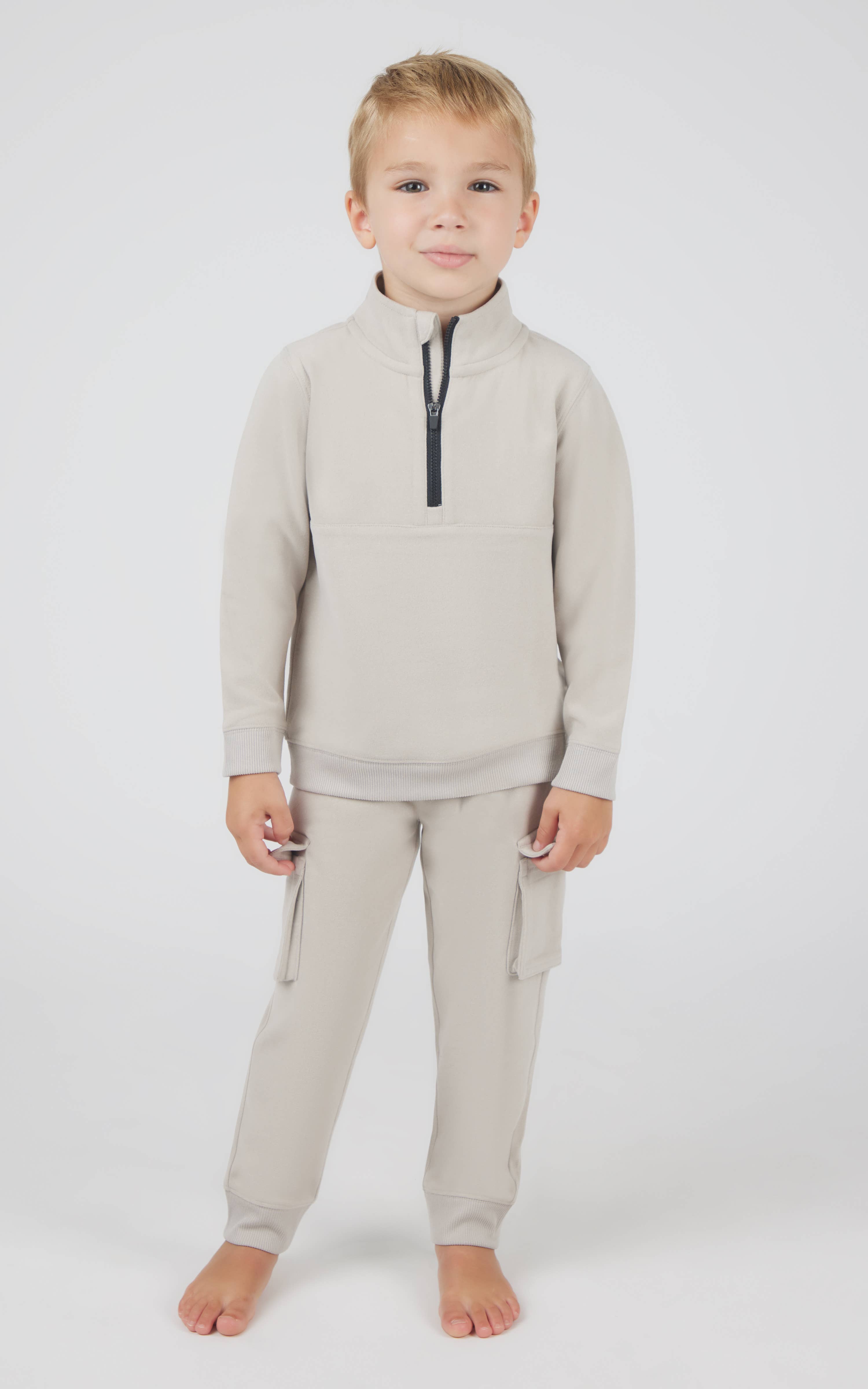 90 Degree by Reflex & Yogalicious - Wholesale Top & Pant Set - Kids - Toddler Boys Melange Fleece Half Zip and Jogger4