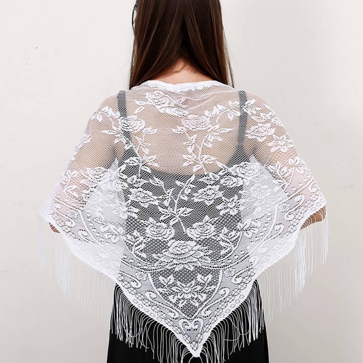 SUMMER WAISTCOAT HOLLOW TASSEL TRIANGLE SHAWL_CWMM1997 for wholesale by ACCITY