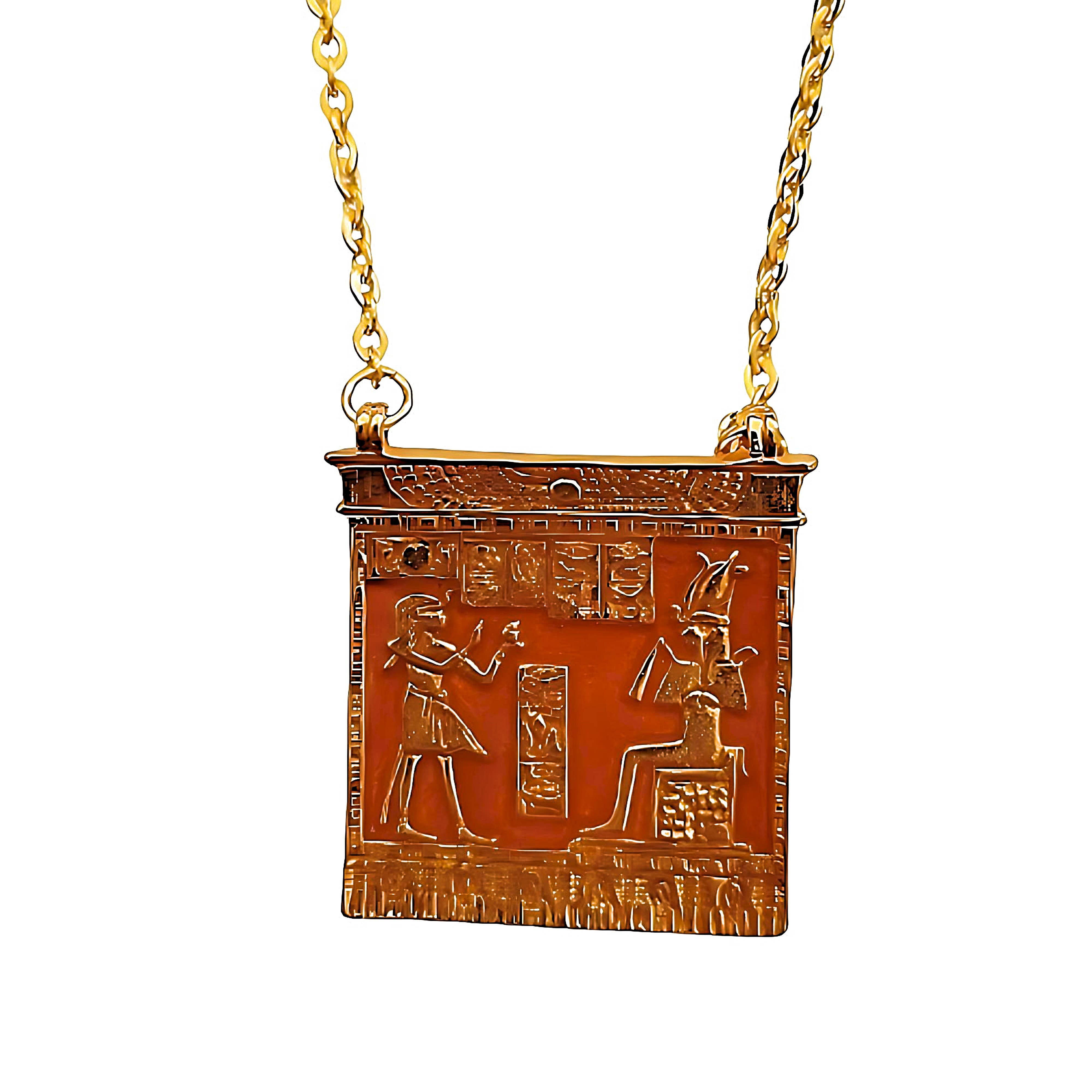 WLM - Wholesale Pendant/Charm Necklace - Egyptian Medallion Red and Gold Isis0