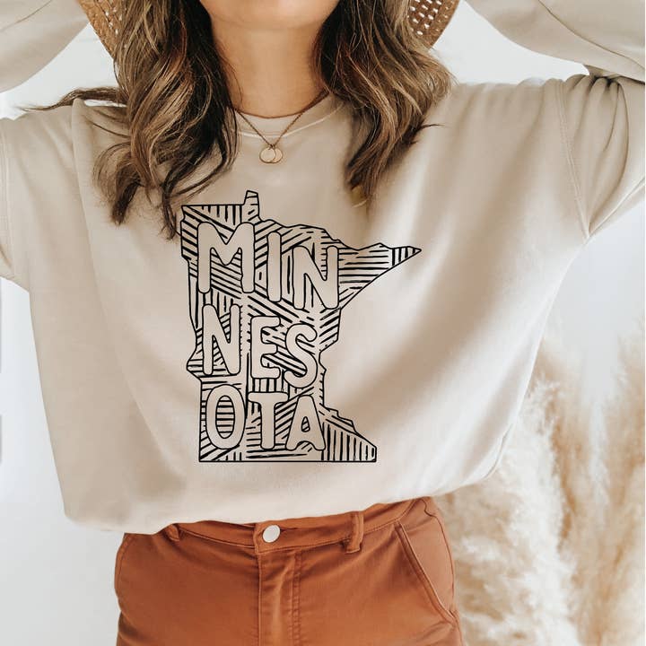 Rosa Mae Co - Wholesale Graphic Sweatshirt - Women's - Bella Canvas Minnesota Crewneck Fleece Sweatshirt