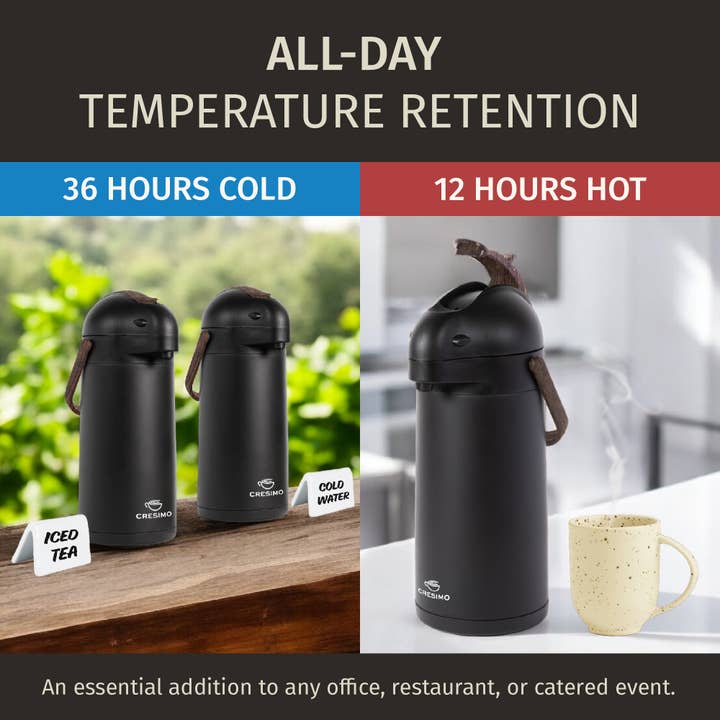 Cresimo - Wholesale Carafe - Cresimo 3L Thermal Coffee Airpot with Wood Trim