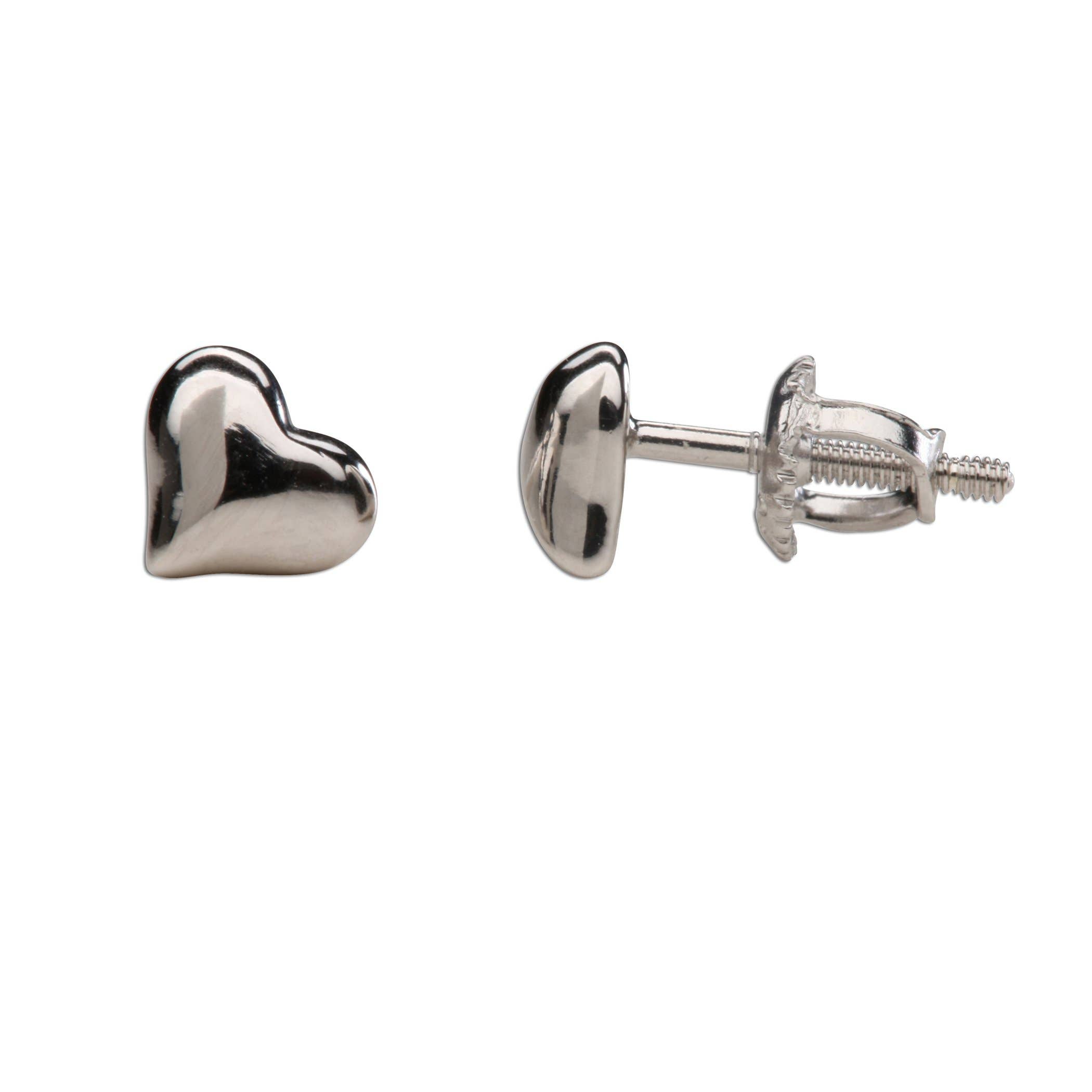Cherished Moments - Venta al por mayor Pendientes de botón/aretes de poste - Pendientes de plata de ley con forma de corazón abullonado para niñas para regalo de San Valentín1