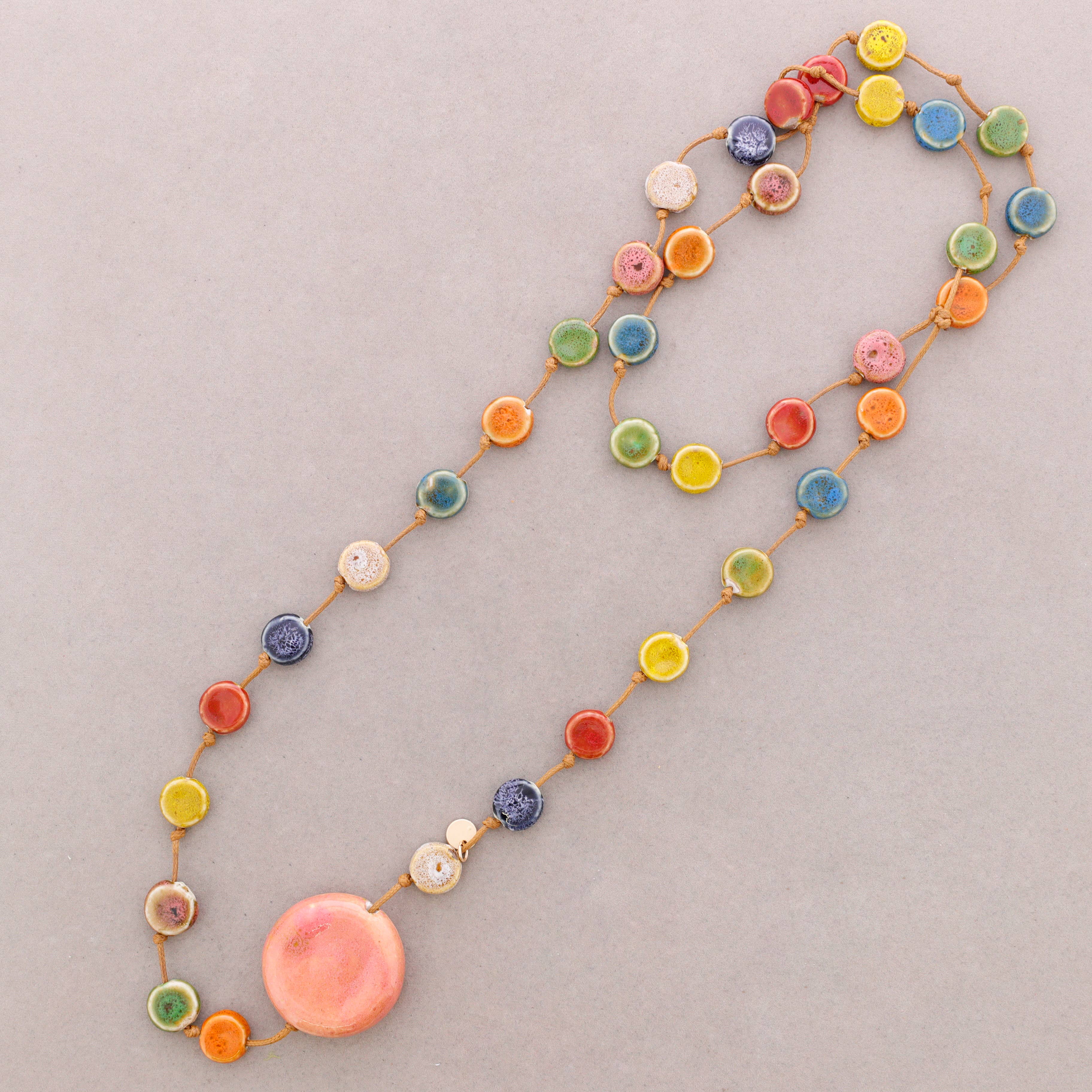 Sonata – wholesale Snap-smycken – Lång halsband med keramiska medaljonger2