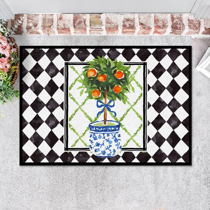 Boutique Monogram - Wholesale Door Mat - Doormat, oranges topiary diamond harlequin0