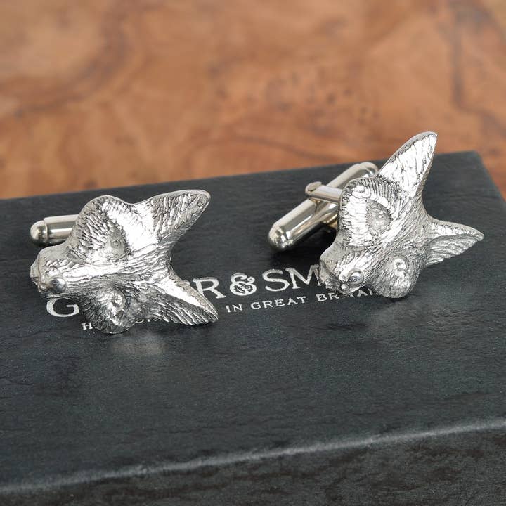 Glover & Smith - Wholesale Cufflinks - Fox Cufflinks, English Pewter Silver Fox Gifts for Him