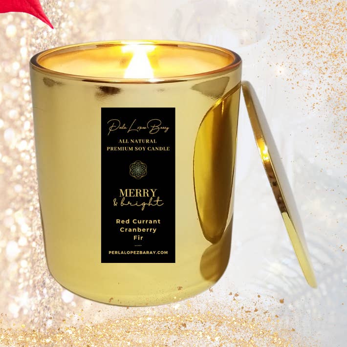 Merry & Bright handgefertigte, natürliche Premium-Sojakerze für den Großhandel von Perla López Baray
