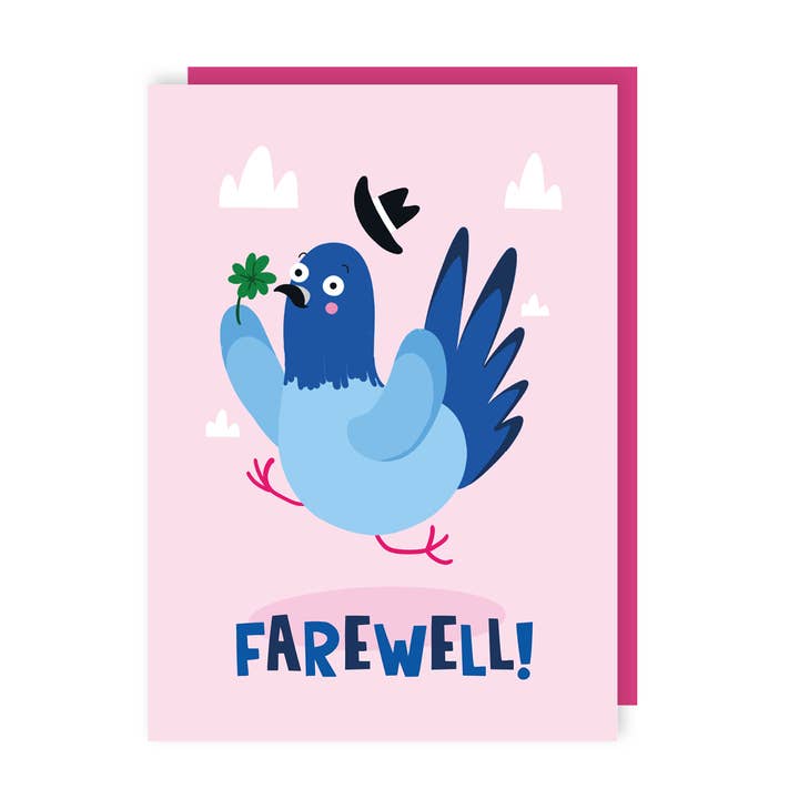 Farewell Pigeon Good Luck Leaving Card for wholesale by Lucy Maggie Designs