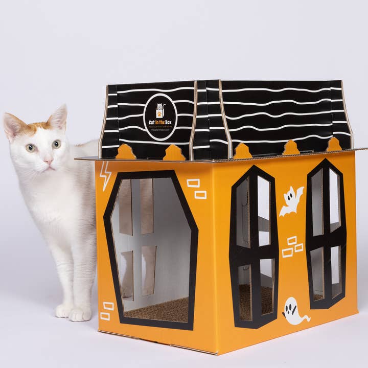 Cat in the Box LLC – wholesale Pet scratcher – Cat – Spooky Cat Haunted House - Cardboard Box Playhouse for Cats5