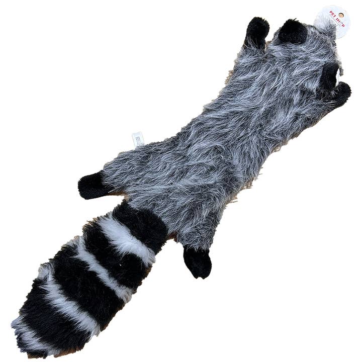 Raccoon Plush 22" Flattie Dog Toy with Squeakers and Crinkle for wholesale by Texas Toy Distribution