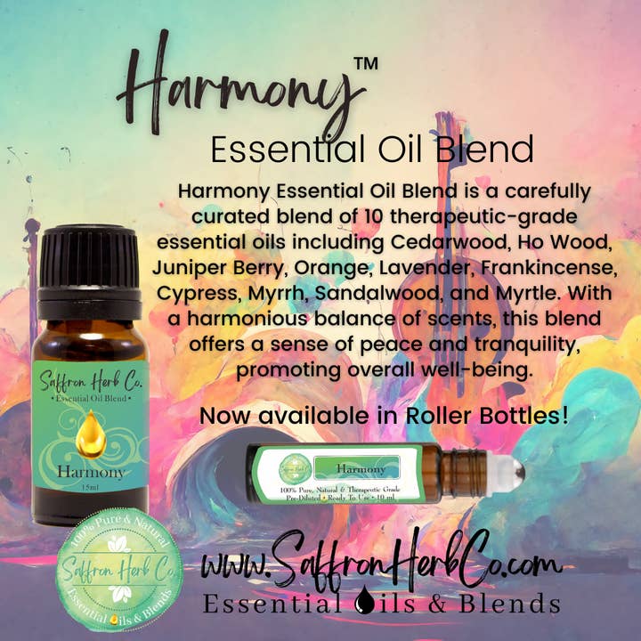Saffron Herb Co. – wholesale Essential oil – Harmony Essential Oil Roller Bottle Blend • 100% Pure & Natural • Pre-Diluted • Ready To Use