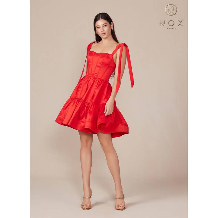 Noxanabel - Wholesale Dress - Women's - Tie- Strap Corset Fit & Flare Wedding Dress T86911