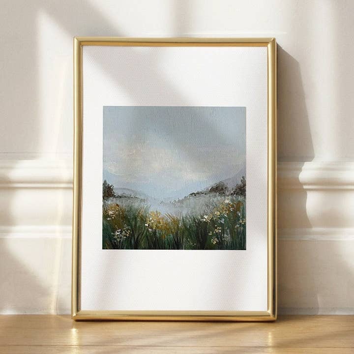 Spring Mist- Original Giclée Print | Small Art Print | Abstract Painting | Landscape Art for wholesale by brick and blue studio
