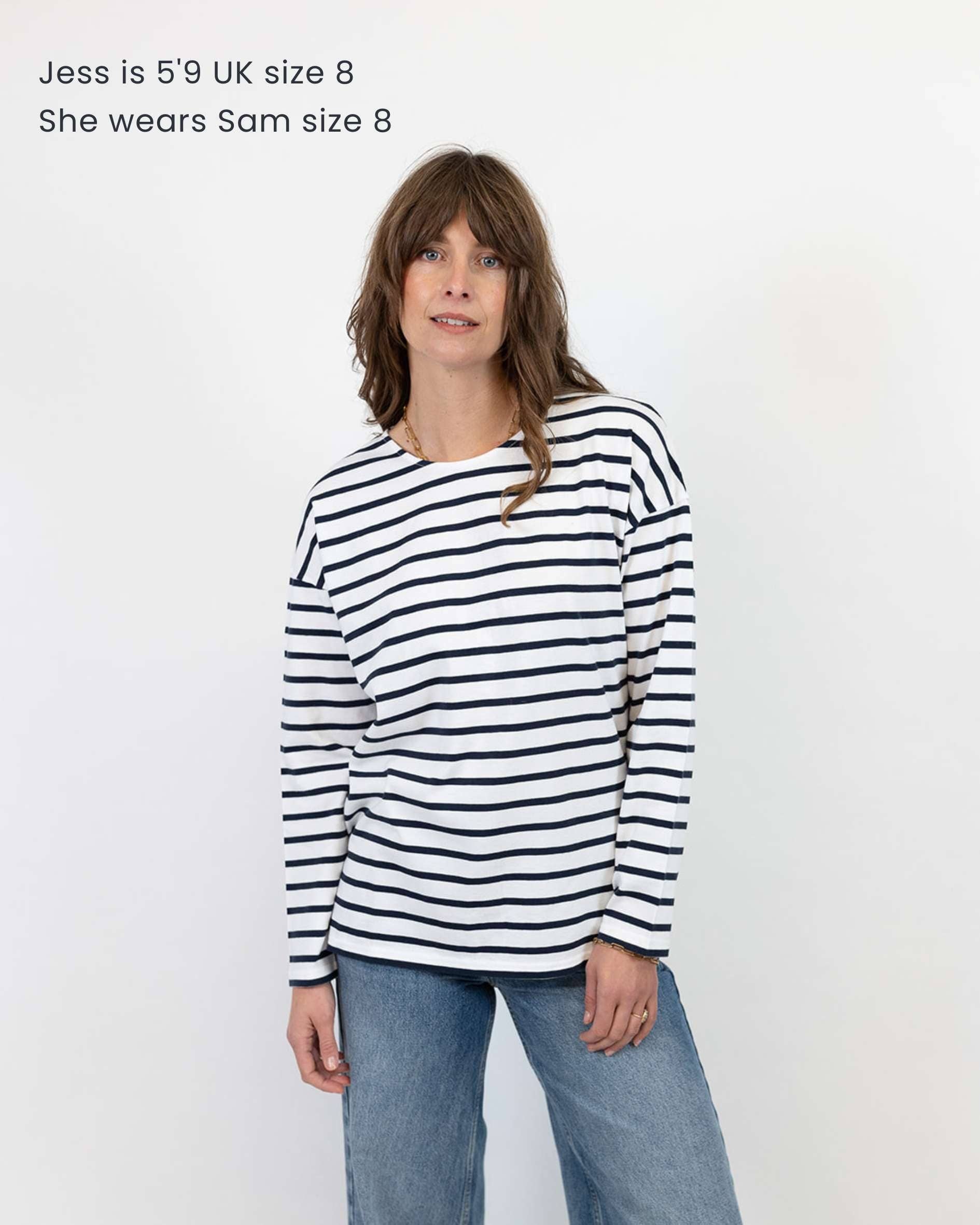 Ivy – wholesale T-shirt – women's – Sam Midweight Organic Cotton Navy Breton T-Shirt5