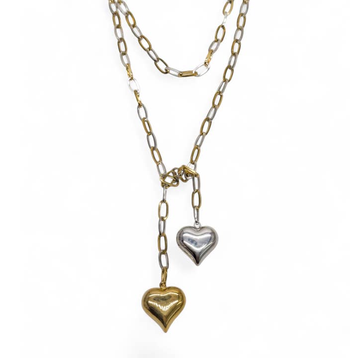 Puff-Herz-Mixed-Metal-Wickelkette für den Großhandel von Idlewild Everyday