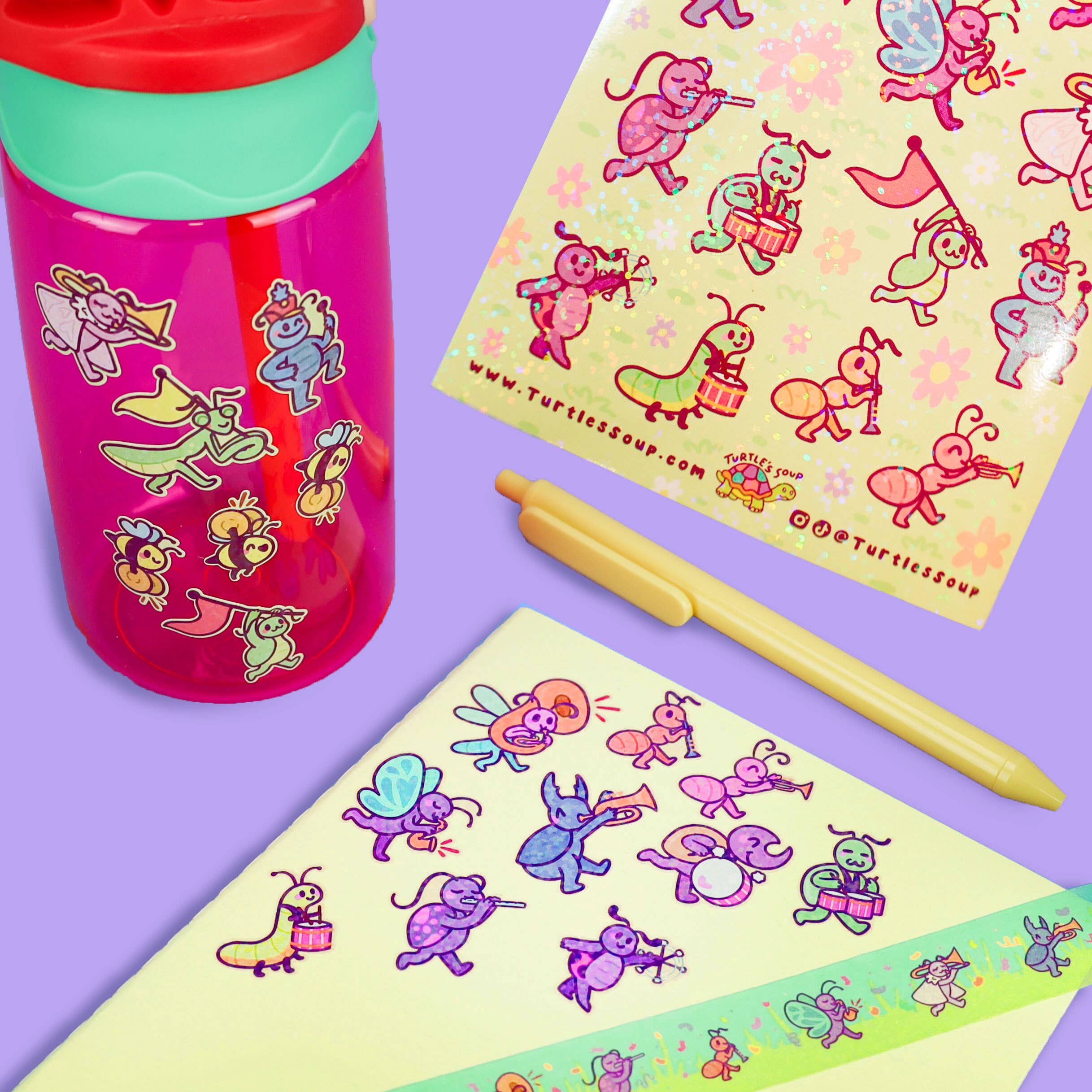 Turtle's Soup - Wholesale Sticker - Bug Band Glitter Vinyl Sticker Sheet1
