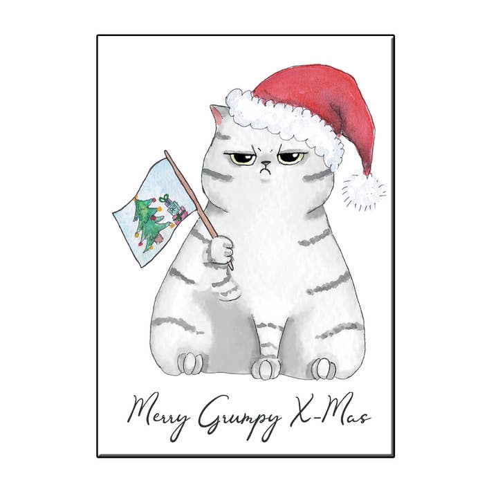 JOYIN – wholesale Christmas card – A6 Fun Cat Merry Grumpy Xmas Card