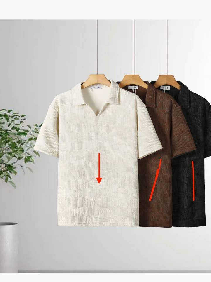 Palm V-Neck Polo- White for wholesale by Hipland