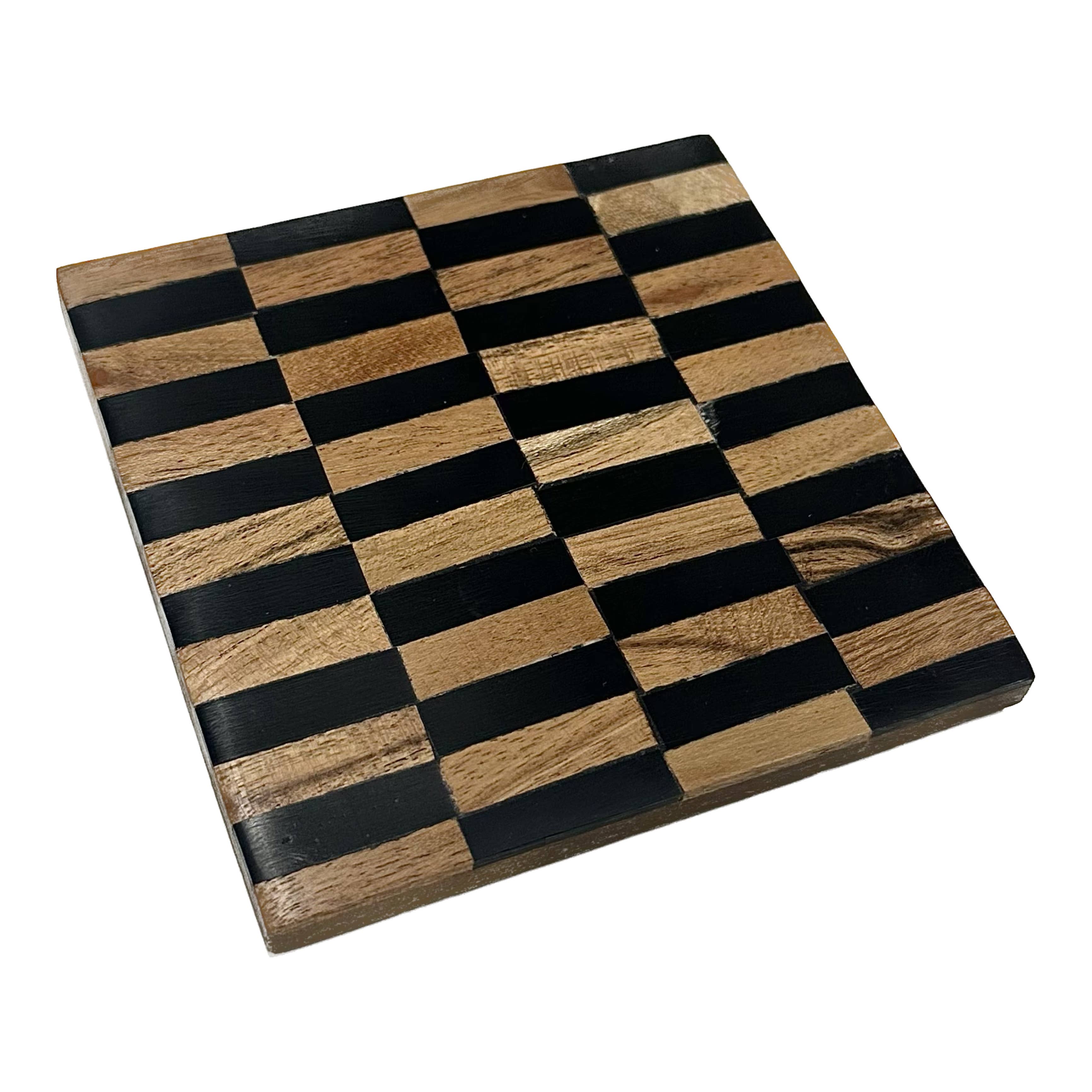 India Handicrafts Inc - Venta al por mayor Posavasos - Posavasos Black & Wood1