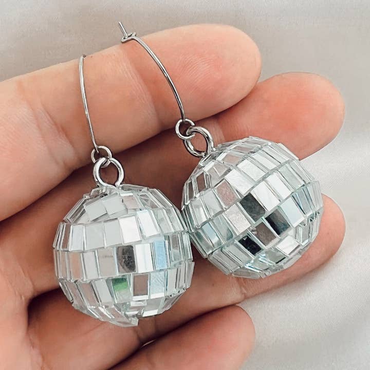 Golden Hour Designs - Wholesale Dangle Earrings - Disco Ball Hoops