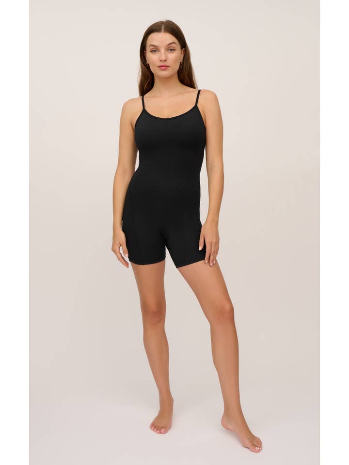 90 Degree by Reflex - Wholesale Unitard - Women's - Yogalicious Illusion Rib Short Romper Onesie Jumpsuit