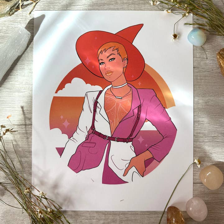 Stampa d'Arte Strega Orgoglio Lesbico - 8x10" e 5x7" per la vendita all'ingrosso da parte di Rainbow Coven Designs